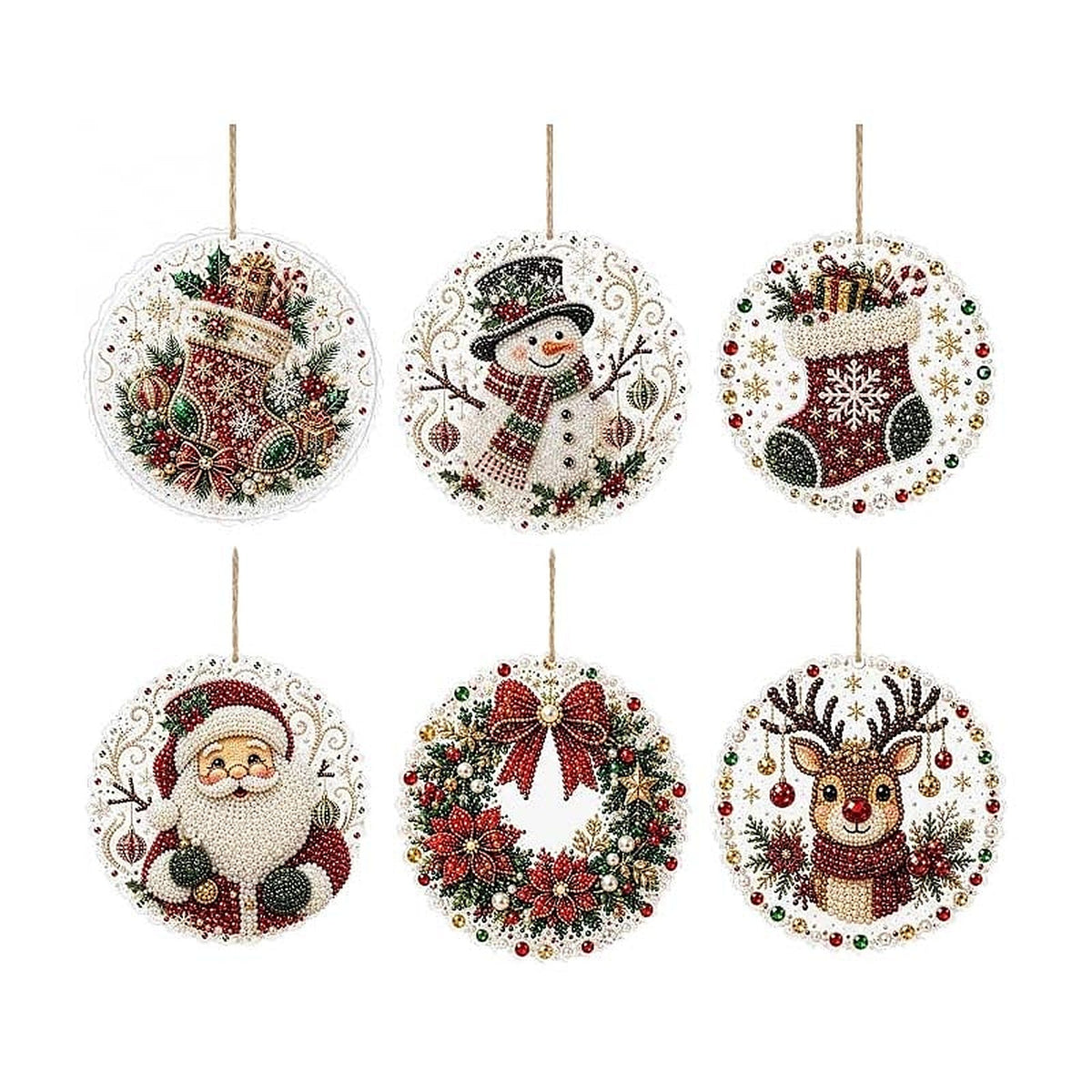 Christmas Diamond Painting - DIY Wooden Christmas Ornaments with Rhinestones