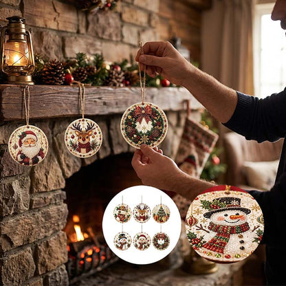 Christmas Diamond Painting - DIY Wooden Christmas Ornaments with Rhinestones
