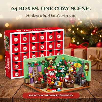 Christmas Living Room Advent Calendar, 669-Piece Brick Scene in 24 Boxes