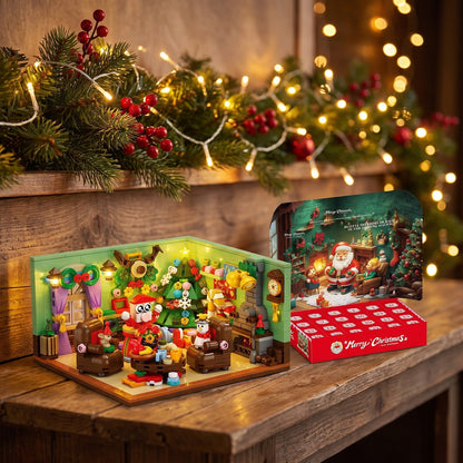 Christmas Living Room Advent Calendar, 669-Piece Brick Scene in 24 Boxes