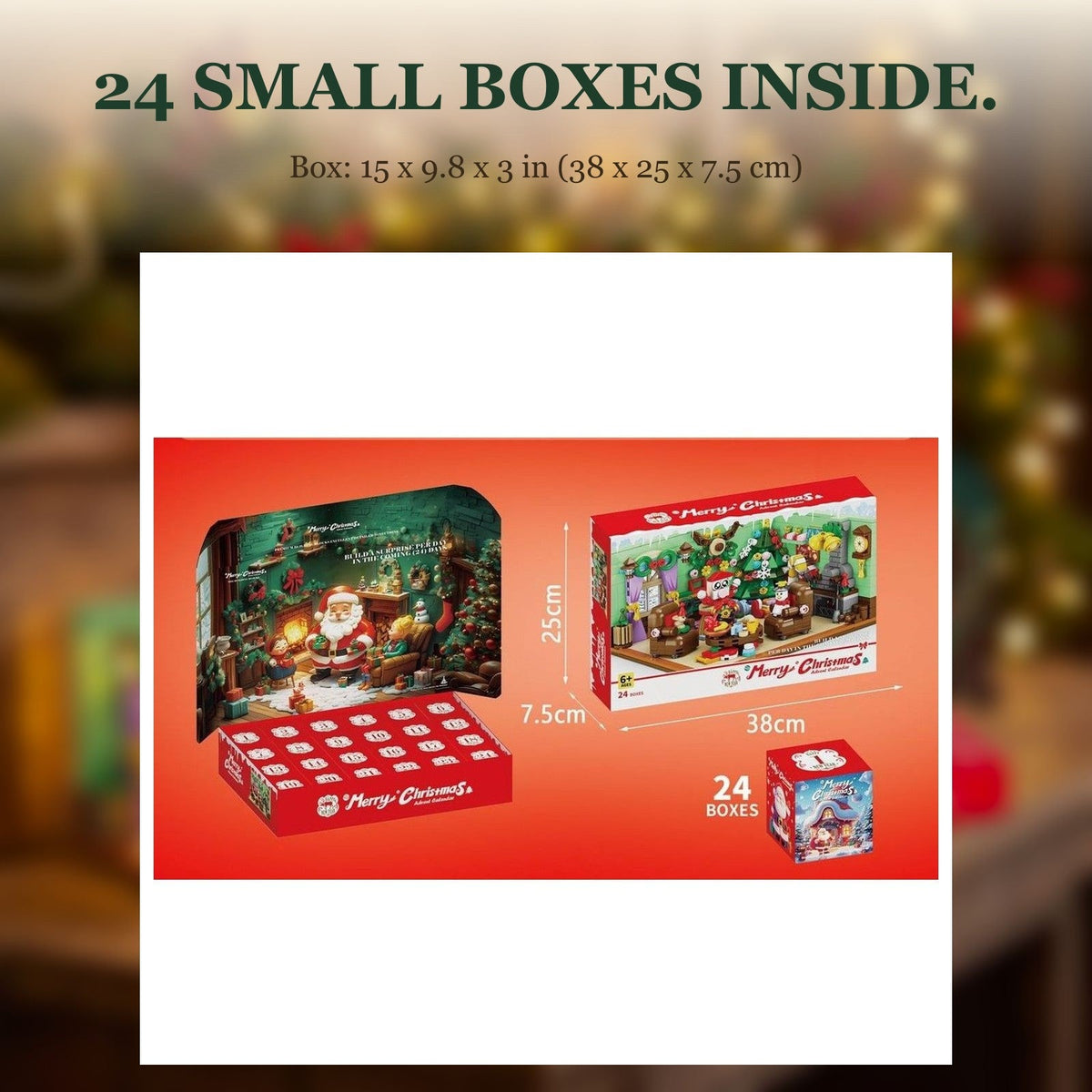 Christmas Living Room Advent Calendar, 669-Piece Brick Scene in 24 Boxes
