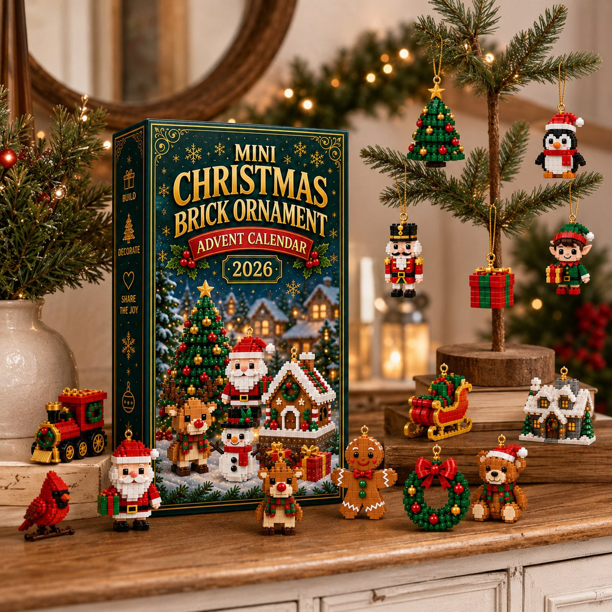 Christmas Ornament Advent Calendar - 24 Mini Building Sets for Christmas Decoration
