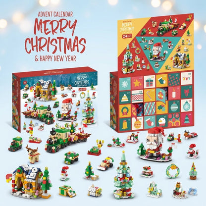 Christmas Village Advent Calendar, 28 Brick Builds, 6 in 1, Three Designs