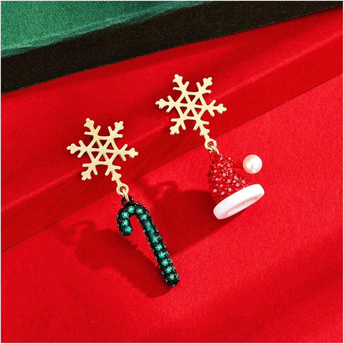 Christmas-Themed Snowflake Dangle Earrings in Gold-Plated Stainless Steel