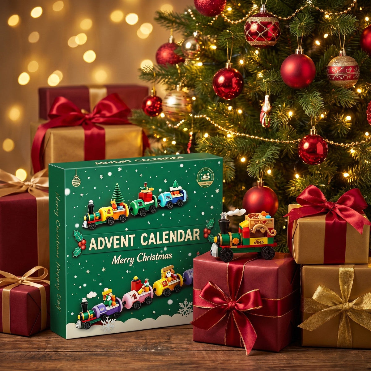 Christmas Train Advent Calendar, 904-Piece Brick Train Set