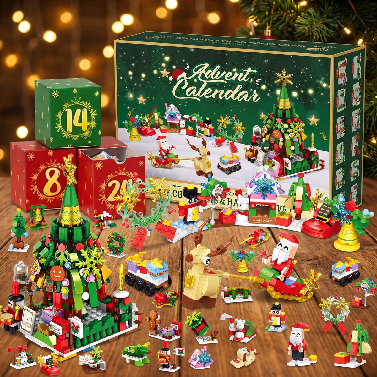 Christmas Tree and Santa's Sleigh Advent Calendar, Mini Brick Builds