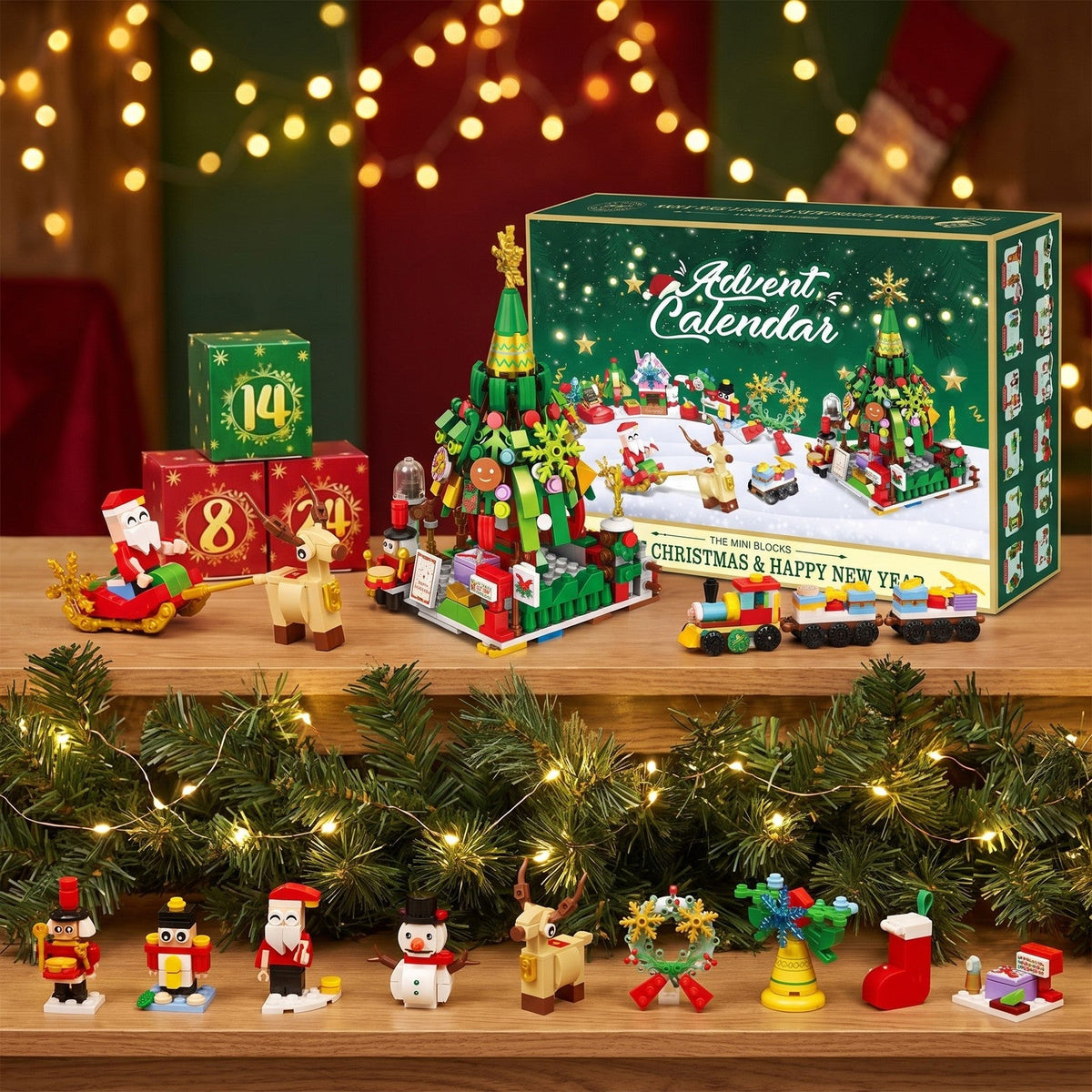 Christmas Tree and Santa's Sleigh Advent Calendar, Mini Brick Builds