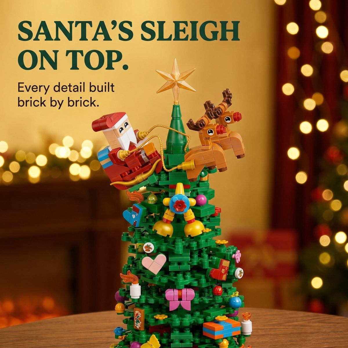 Christmas Tree Building Block Advent Calendar, 833 Pieces in 24 Blind Boxes
