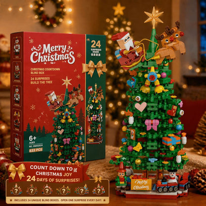 Christmas Tree Building Block Advent Calendar, 833 Pieces in 24 Blind Boxes