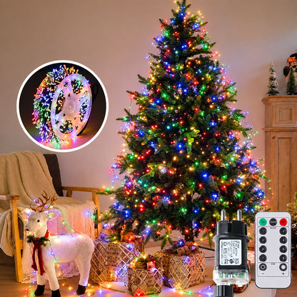 Christmas Tree Cluster Lights - LED String Lights with Green Wire and Remote Control