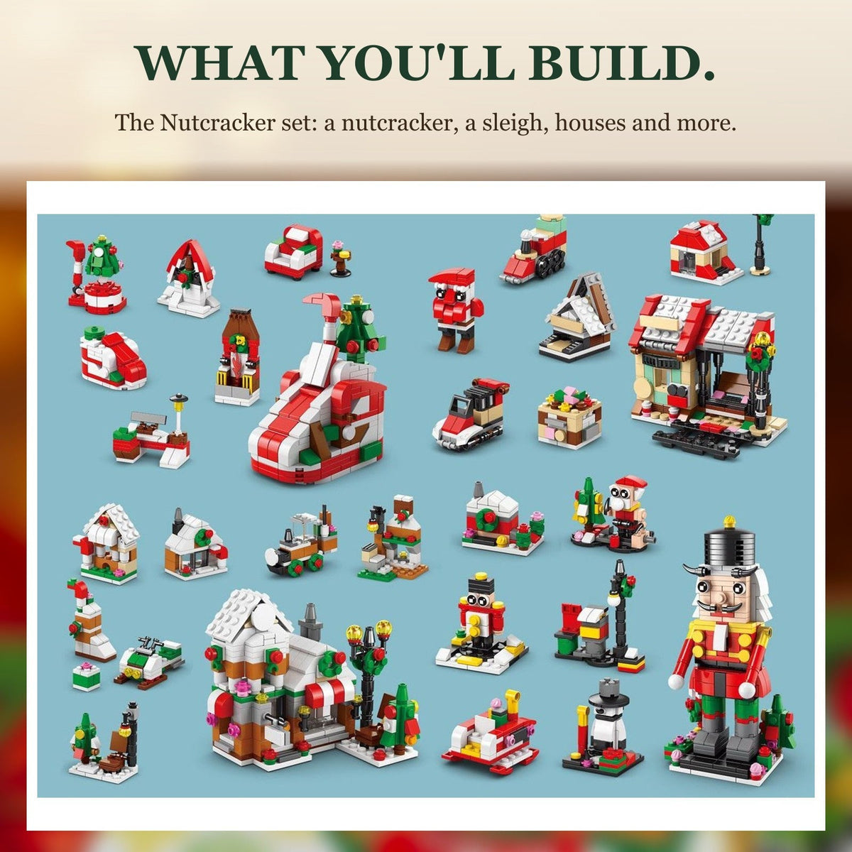 Christmas Village Advent Calendar, 28 Brick Builds, 6 in 1, Three Designs