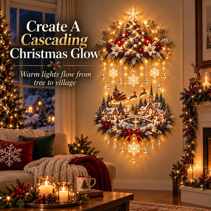 Christmas Wall Art - Illuminated Wall Hanging Tree with Warm LED Lights