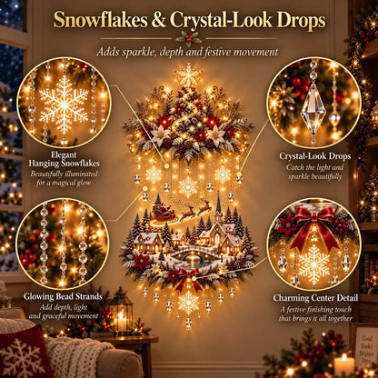 Christmas Wall Art - Illuminated Wall Hanging Tree with Warm LED Lights