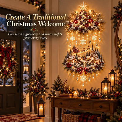 Christmas Wall Art - Illuminated Wall Hanging Tree with Warm LED Lights