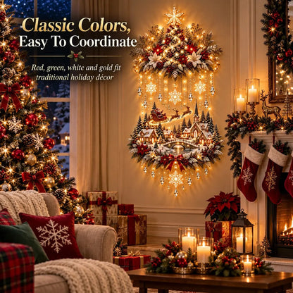 Christmas Wall Art - Illuminated Wall Hanging Tree with Warm LED Lights