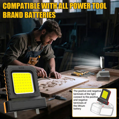 COB LED Work Floodlight - Battery-Compatible for DIY & Outdoor