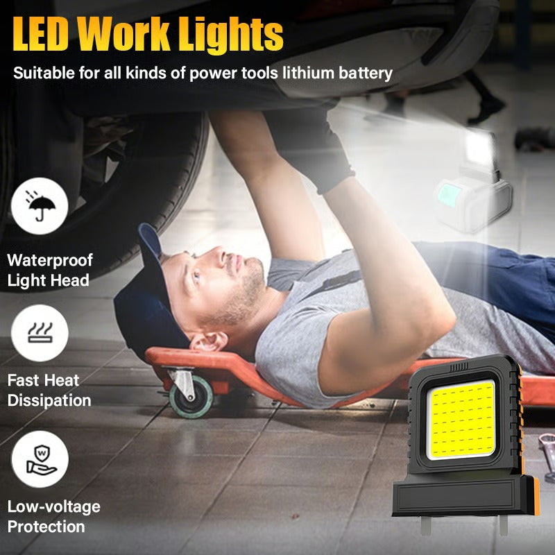 COB LED Work Floodlight - Battery-Compatible for DIY & Outdoor