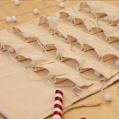 Cotton Advent Calendar with 24 Pockets – Sustainable and Reusable Christmas Decoration