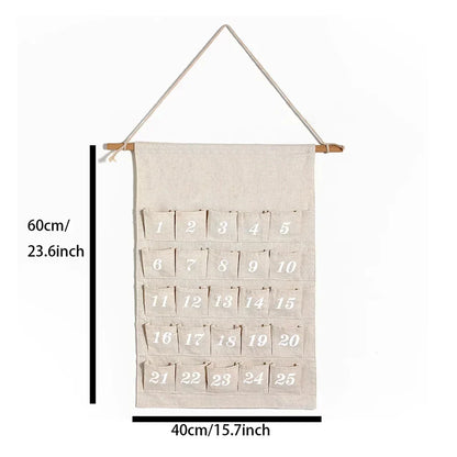 Cotton Advent Calendar with 24 Pockets – Sustainable and Reusable Christmas Decoration
