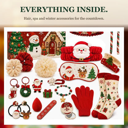 Cosy Christmas Accessories Advent Calendar, 24 Days of Hair, Spa and Winter Treats