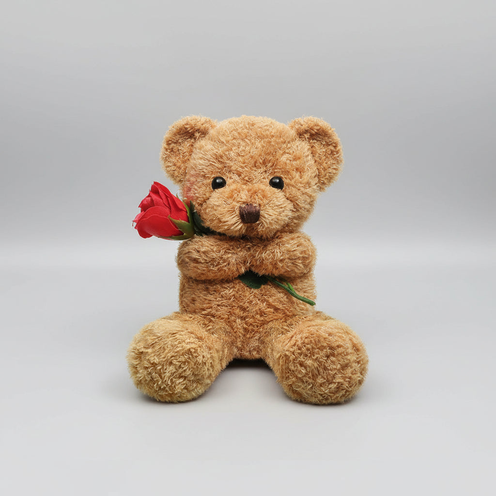 Cuddly Bear with Rose Cute Valentine's Day Gift