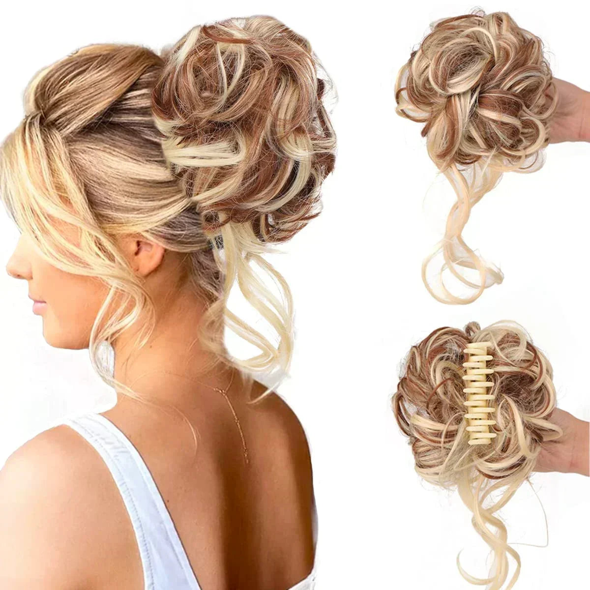 Curly Hair Bun - Clip-In Hair Piece with Volume and Natural Look