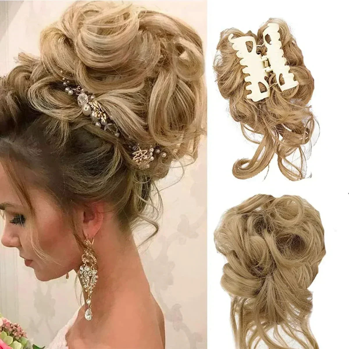 Curly Hair Bun - Clip-In Hair Piece with Volume and Natural Look