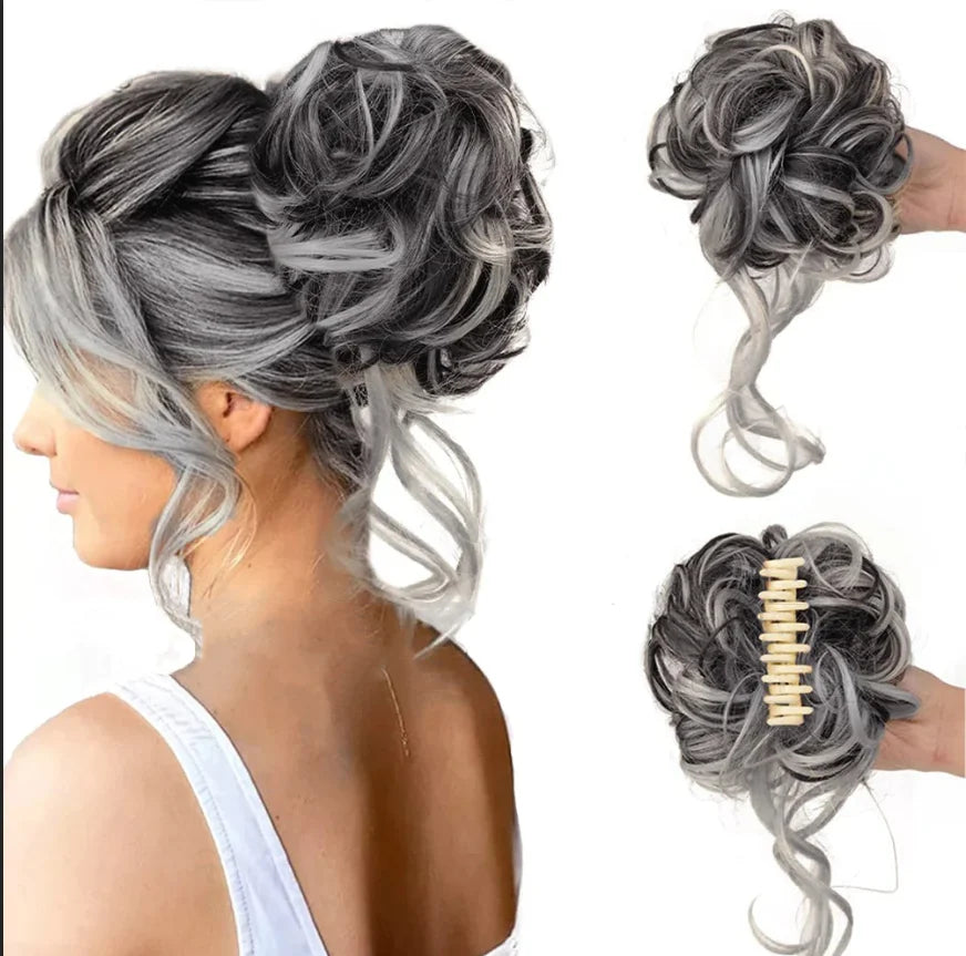 Curly Hair Bun - Clip-In Hair Piece with Volume and Natural Look