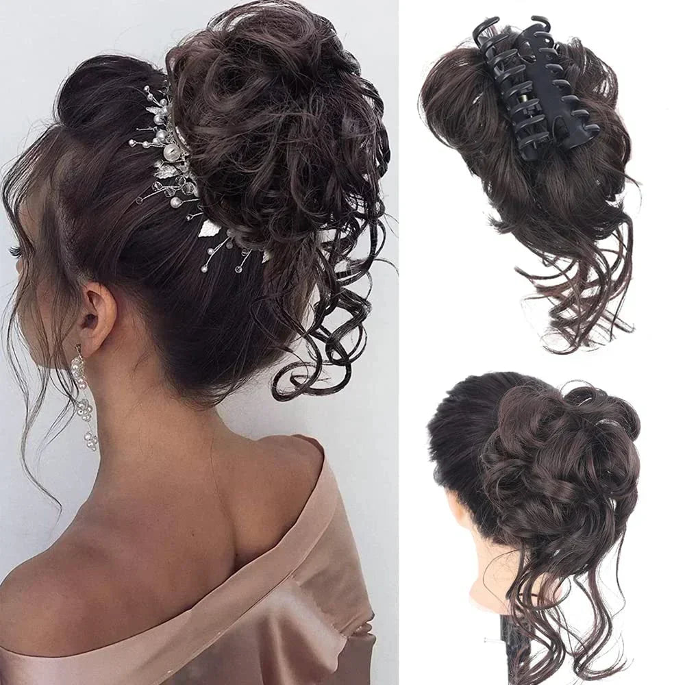 Curly Hair Bun - Clip-In Hair Piece with Volume and Natural Look