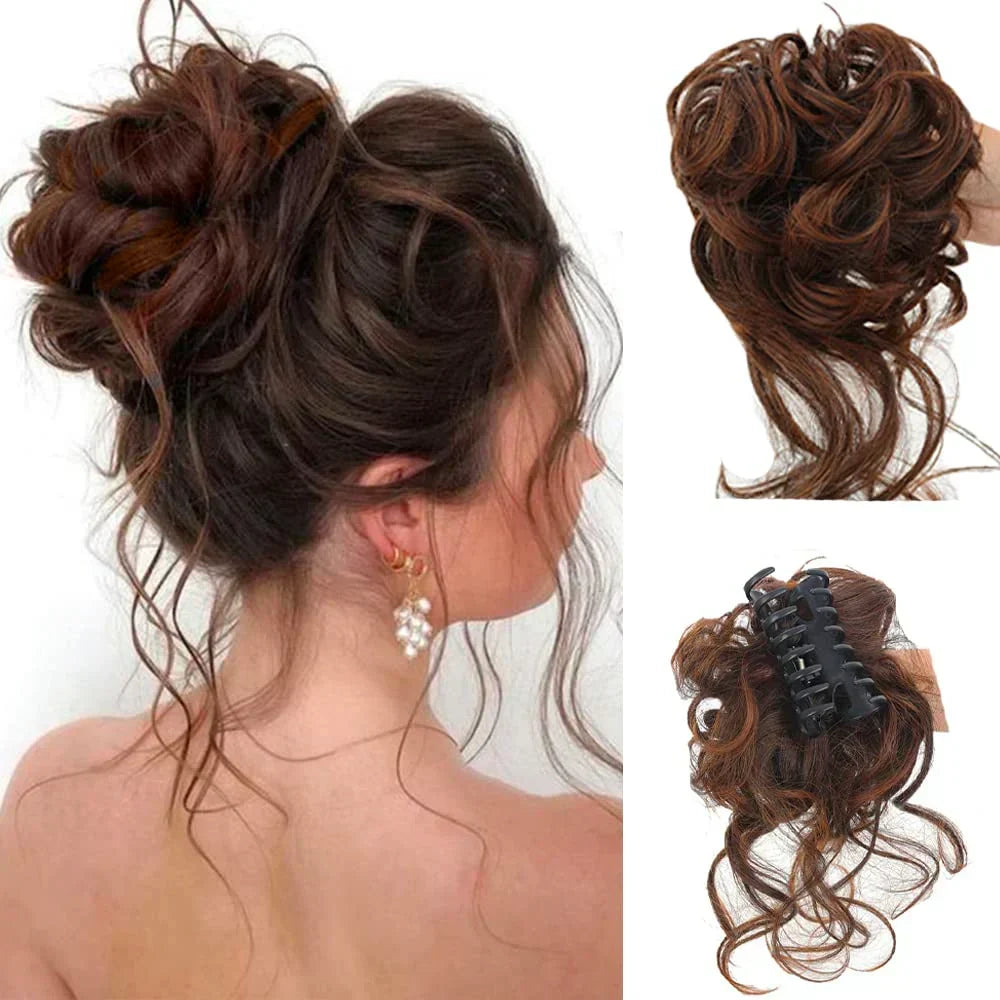 Curly Hair Bun - Clip-In Hair Piece with Volume and Natural Look
