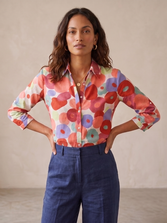 Cynthia | Women's Button-Down Floral Blouse - Image 1