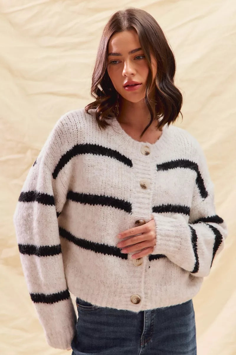 Polly | Women's Striped Button-Down Cardigan - Image 17