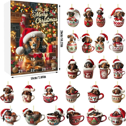 Dachshund Christmas Dog Advent Calendar with 24 Themed Toys and Accessories