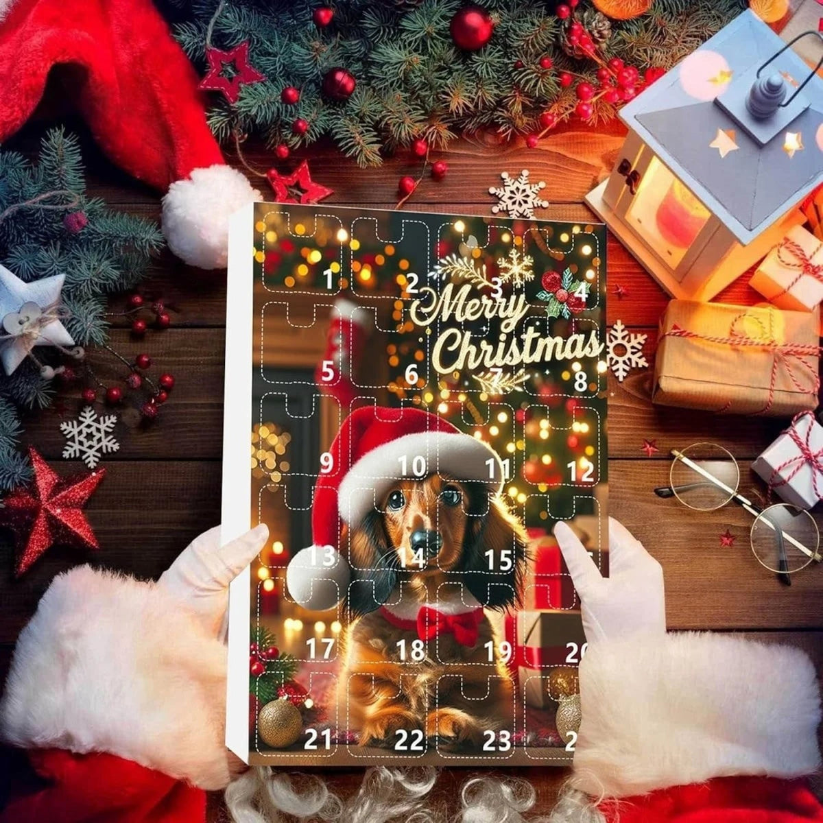 Dachshund Christmas Dog Advent Calendar with 24 Themed Toys and Accessories