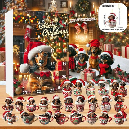 Dachshund Christmas Dog Advent Calendar with 24 Themed Toys and Accessories