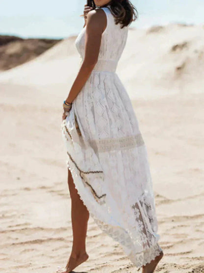 Image of Daniela | Women's Sleeveless Lace A-Line Maxi Dress