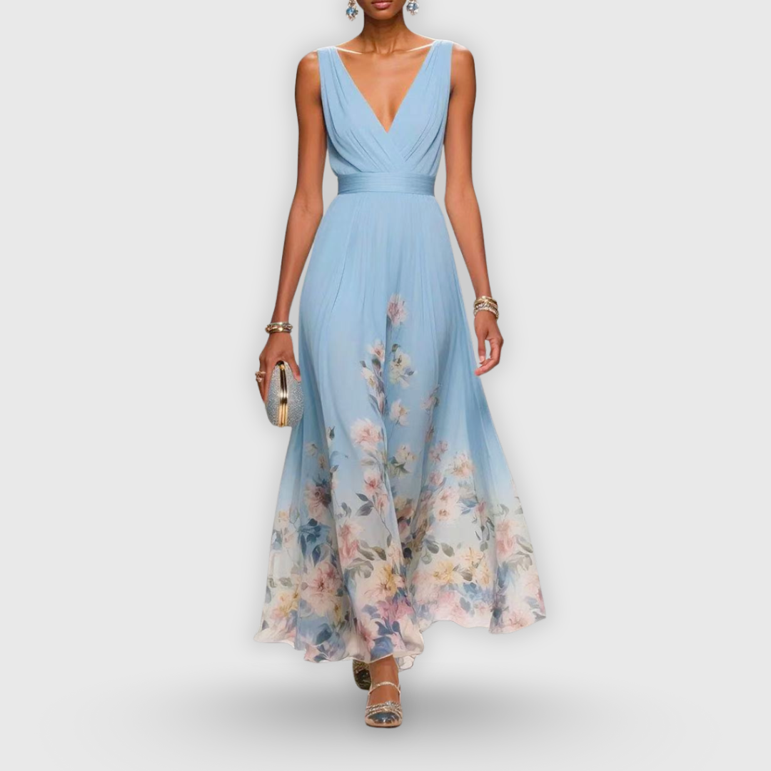 Image of Deanna | Women's Sleeveless Floral V-Neck Maxi Dress