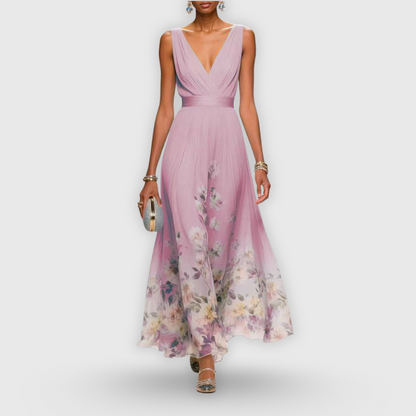 Image of Deanna | Women's Sleeveless Floral V-Neck Maxi Dress