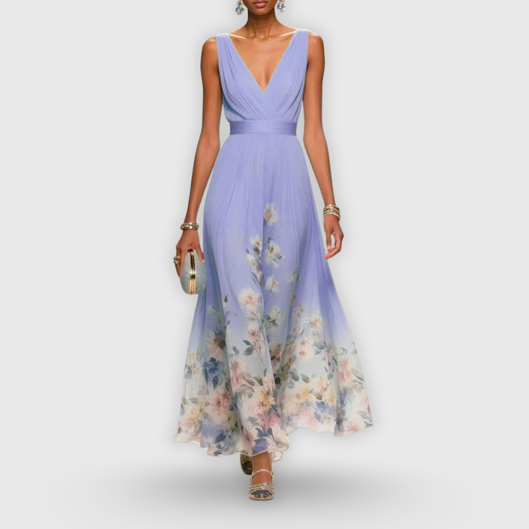 Image of Deanna | Women's Sleeveless Floral V-Neck Maxi Dress
