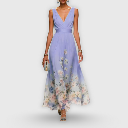 Image of Deanna | Women's Sleeveless Floral V-Neck Maxi Dress