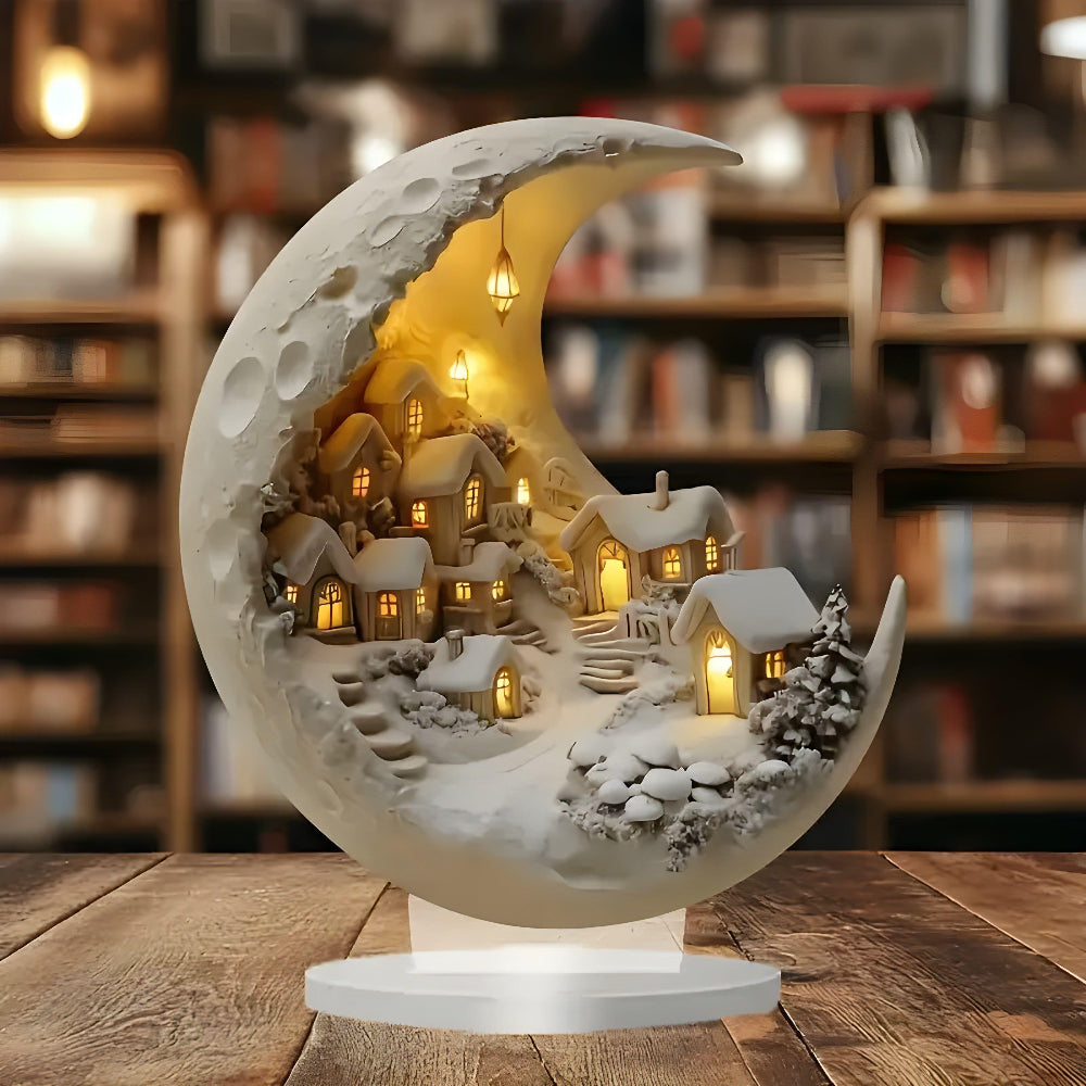 Decorative Acrylic Moon Lamp Village Ambient Home Lighting