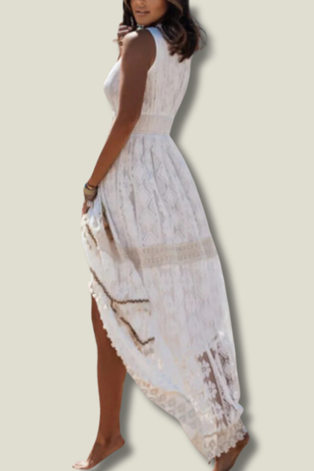 Image of Devon | Women's V-Neck Lace Maxi Dress