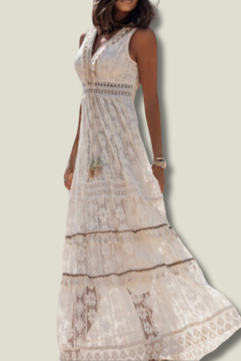 Image of Devon | Women's V-Neck Lace Maxi Dress