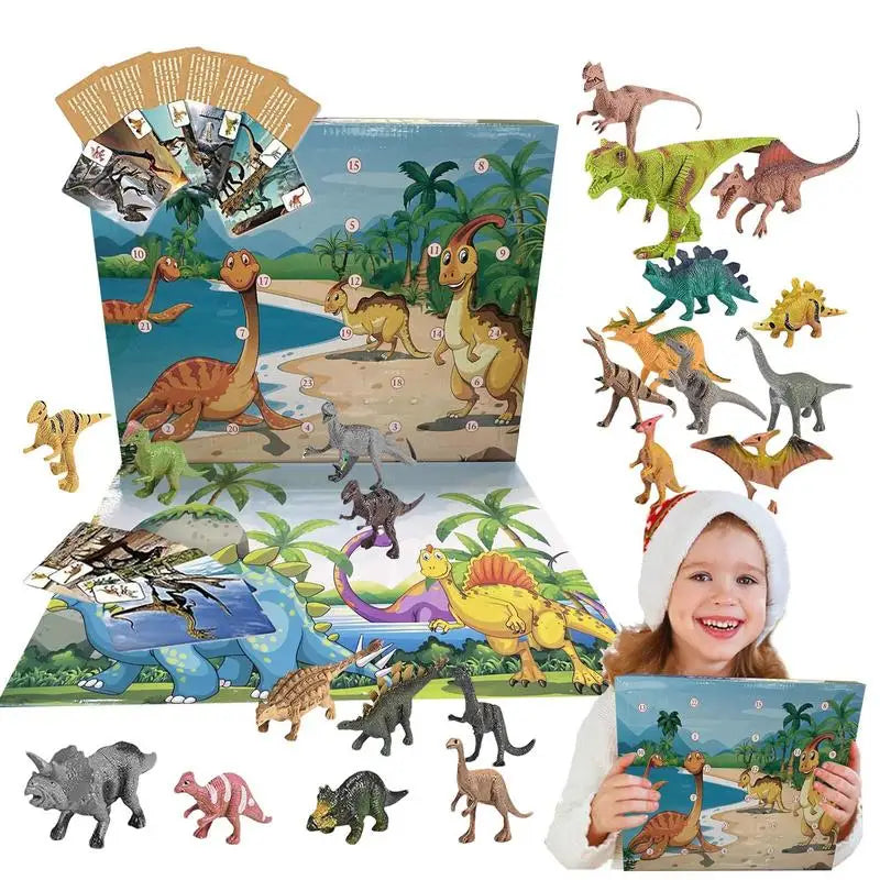 Dinosaur Christmas Advent Calendar for Kids – 24-Day Holiday Countdown with 3D PVC Figures