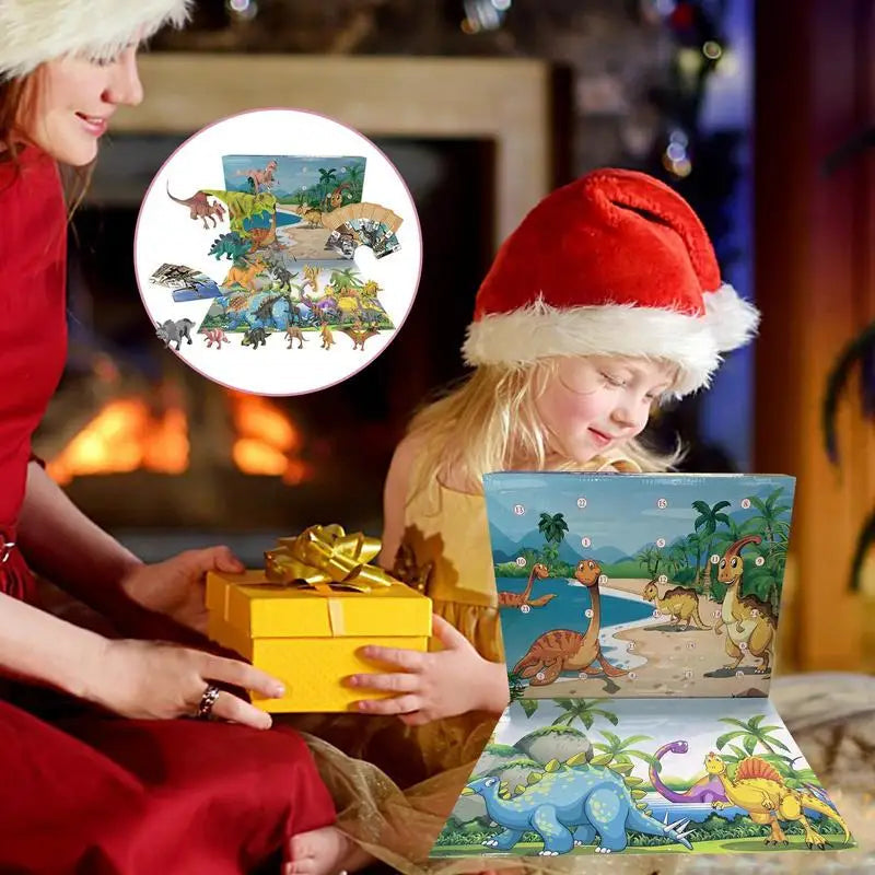 Dinosaur Christmas Advent Calendar for Kids – 24-Day Holiday Countdown with 3D PVC Figures
