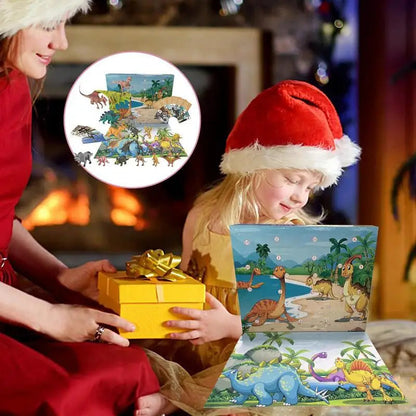 Dinosaur Christmas Advent Calendar for Kids – 24-Day Holiday Countdown with 3D PVC Figures