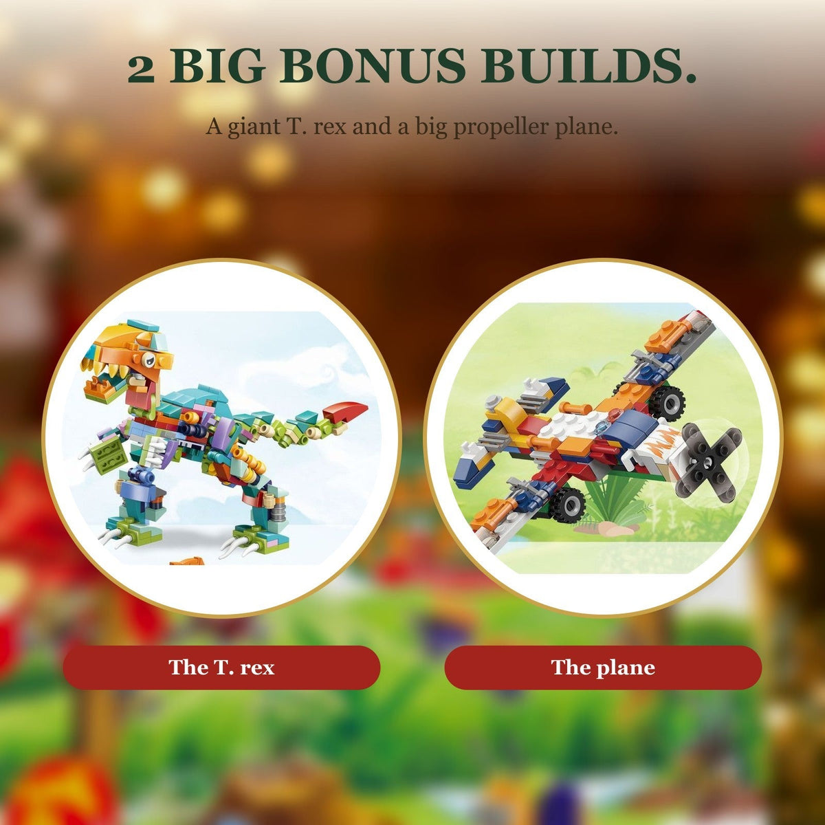 Dinosaur and Vehicle Advent Calendar, 24 Mini Brick Builds with Big T. Rex