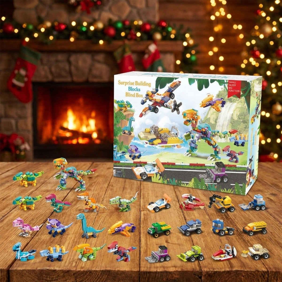 Dinosaur and Vehicle Advent Calendar, 24 Mini Brick Builds with Big T. Rex
