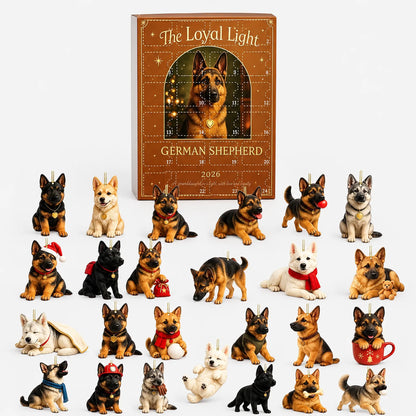 Dog Advent Calendar for Dog Lovers – 24 Acrylic German Shepherd Ornaments for Christmas Tree Decoration