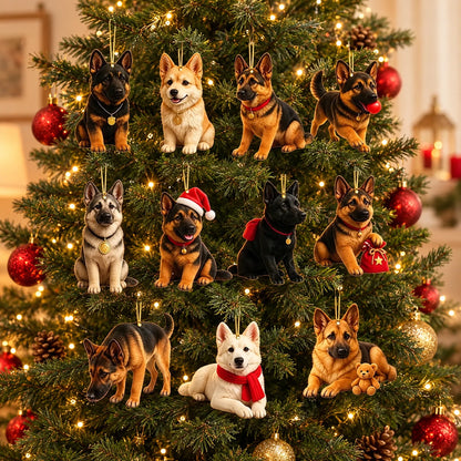Dog Advent Calendar for Dog Lovers – 24 Acrylic German Shepherd Ornaments for Christmas Tree Decoration